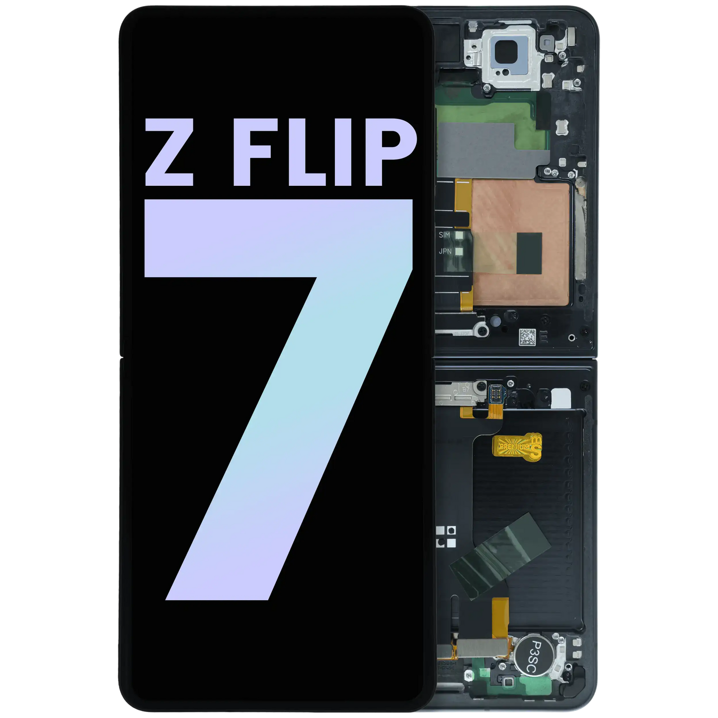 Inner OLED Assembly With Frame For Samsung Galaxy Z Flip 7 5G (US & International) (Service Pack) (Jet Black) - Replacement iPhone Parts