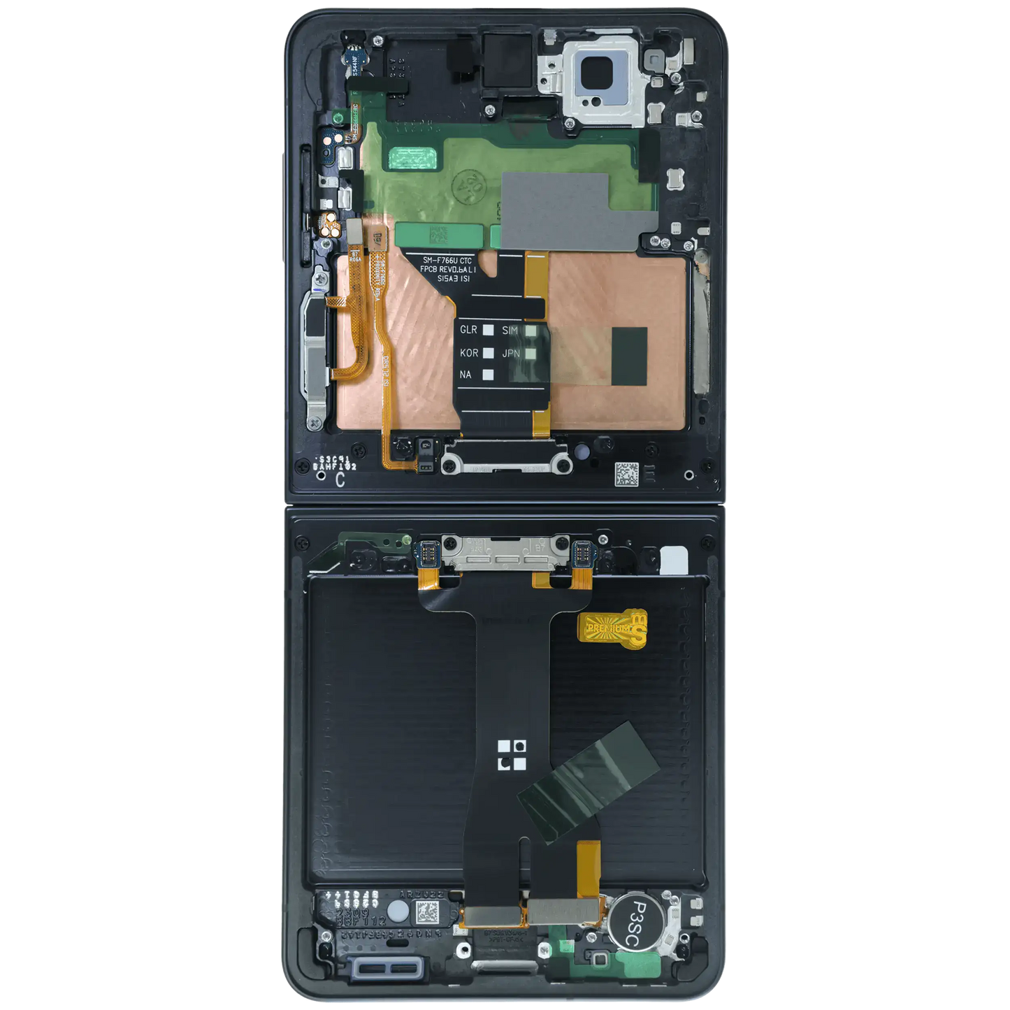 Inner OLED Assembly With Frame For Samsung Galaxy Z Flip 7 5G (US & International) (Service Pack) (Jet Black) - Replacement iPhone Parts