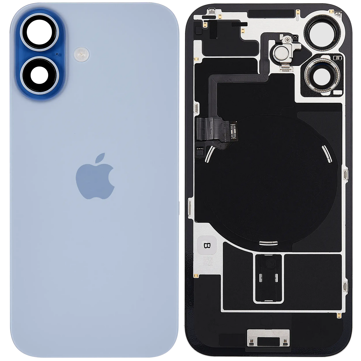Back Glass w/ MagSafe Magnet & NFC & Flashlight Flex Compatible For iPhone 17 (Used OEM Pull: Grade A) (Mist Blue)