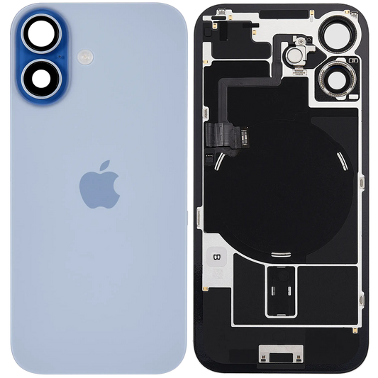 Back Glass w/ MagSafe Magnet & NFC & Flashlight Flex Compatible For iPhone 17 (Used OEM Pull: Grade A) (Mist Blue)