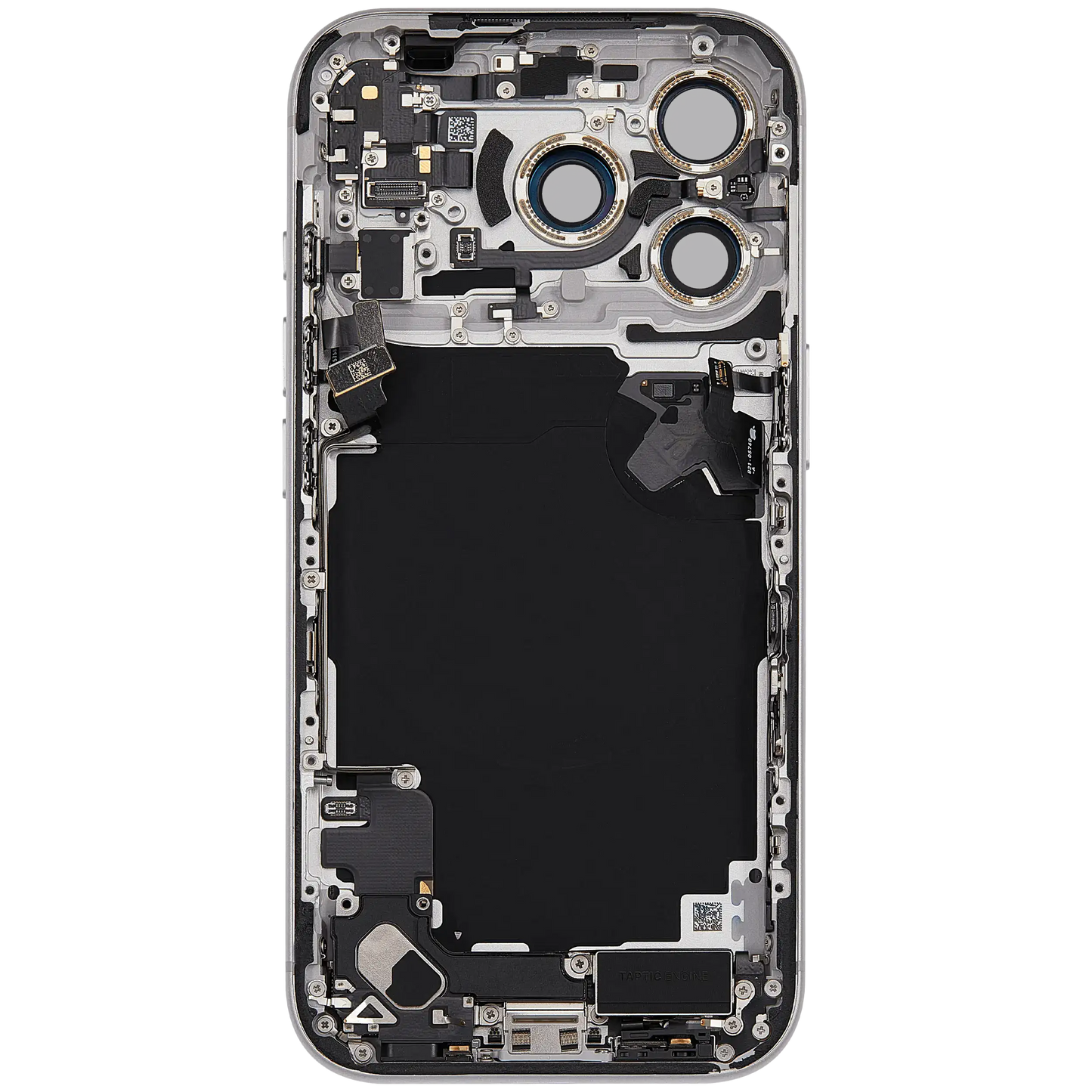 Back Housing W/ Charging Port Flex & Small Parts Compatible For iPhone 17 Pro (EU / Global Version) (Used OEM Pull: Grade A) (Silver)
