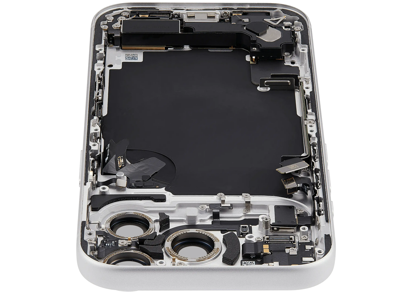 Back Housing W/ Charging Port Flex & Small Parts Compatible For iPhone 17 Pro (EU / Global Version) (Used OEM Pull: Grade A) (Silver)