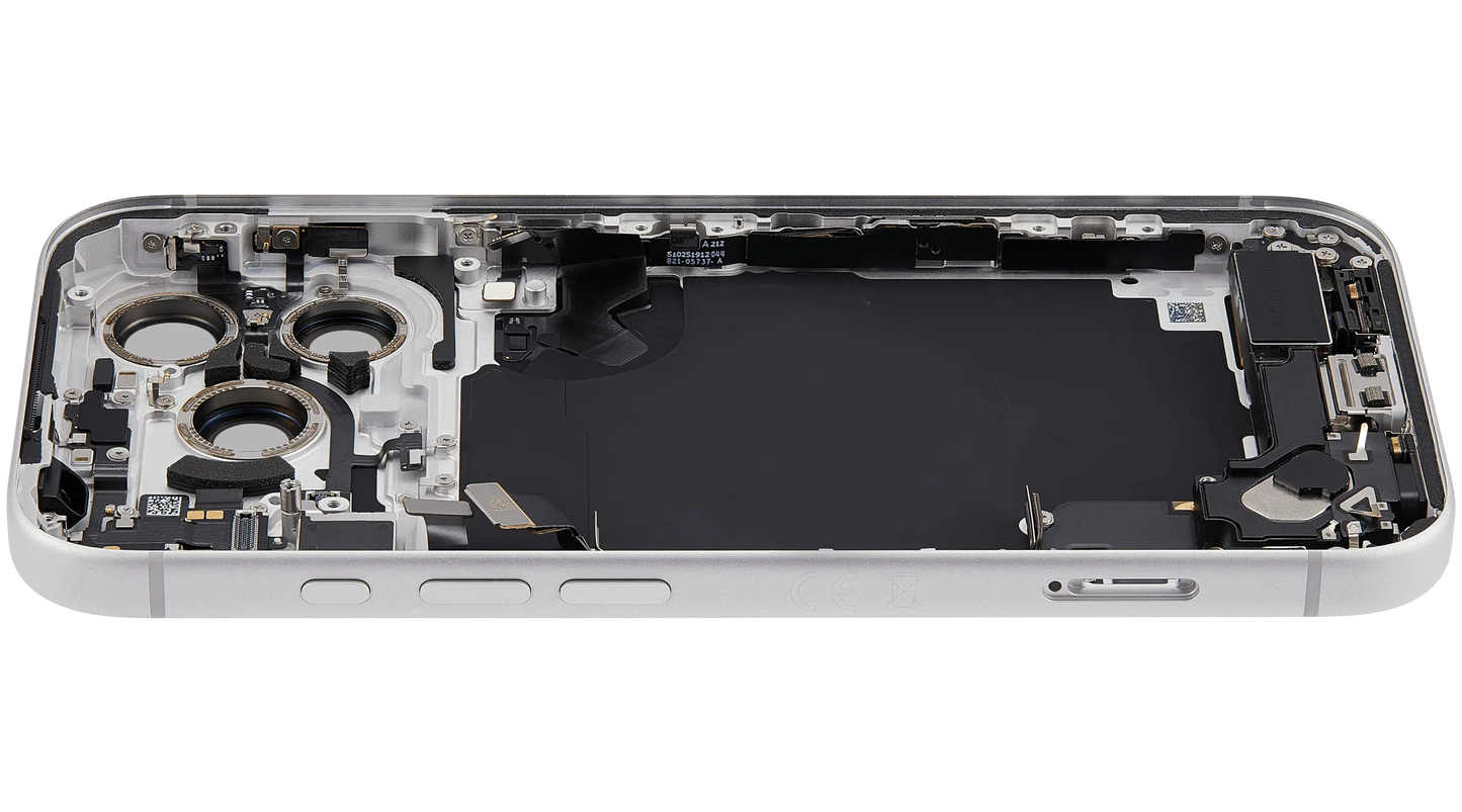 Back Housing W/ Charging Port Flex & Small Parts Compatible For iPhone 17 Pro (EU / Global Version) (Used OEM Pull: Grade A) (Silver)