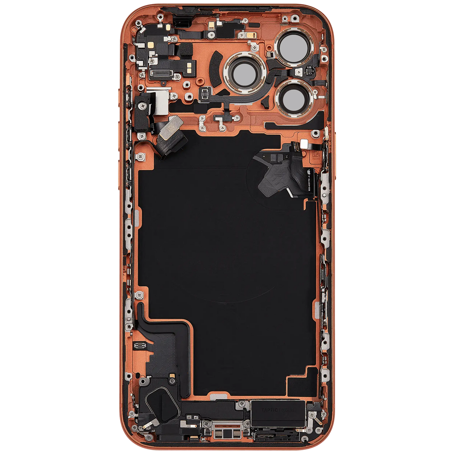 Back Housing W/ Charging Port Flex & Small Parts Compatible For iPhone 17 Pro Max (EU / Global Version) (Used OEM Pull: Grade A) (Cosmic Orange)