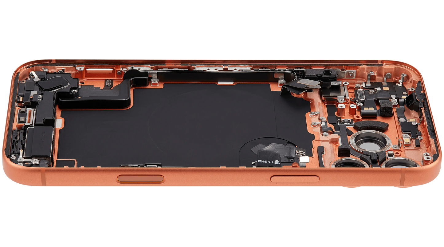 Back Housing W/ Charging Port Flex & Small Parts Compatible For iPhone 17 Pro Max (EU / Global Version) (Used OEM Pull: Grade A) (Cosmic Orange)