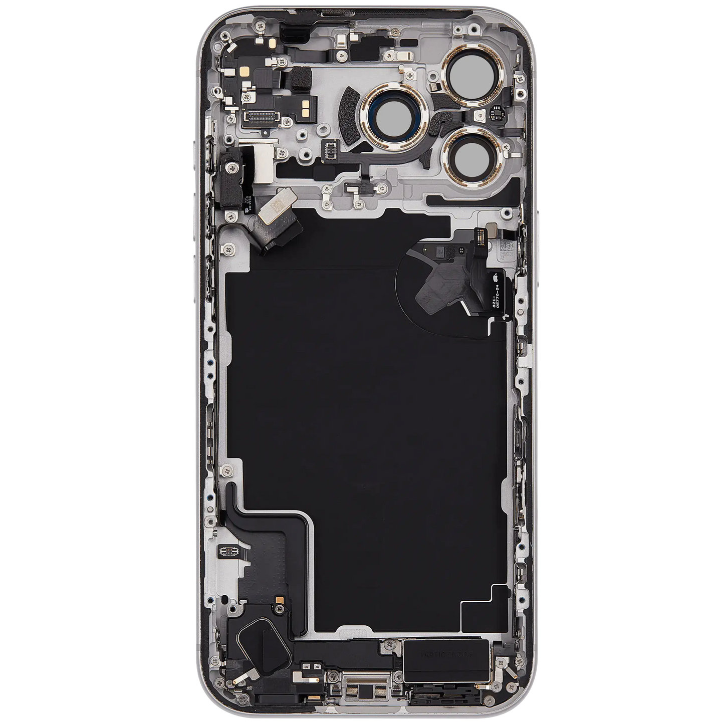 Back Housing W/ Charging Port Flex & Small Parts Compatible For iPhone 17 Pro Max (EU / Global Version) (Used OEM Pull: Grade A) (Silver)