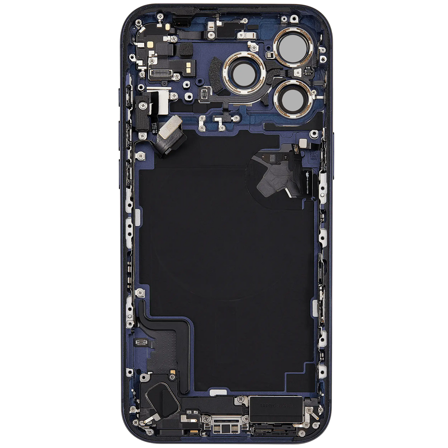 Back Housing W/ Charging Port Flex & Small Parts Compatible For iPhone 17 Pro Max (EU / Global Version) (Used OEM Pull: Grade A) (Deep Blue)