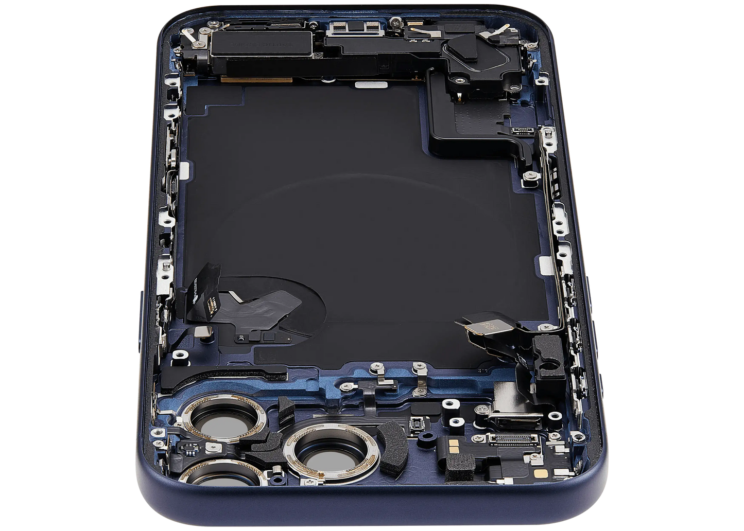 Back Housing W/ Charging Port Flex & Small Parts Compatible For iPhone 17 Pro Max (EU / Global Version) (Used OEM Pull: Grade A) (Deep Blue)