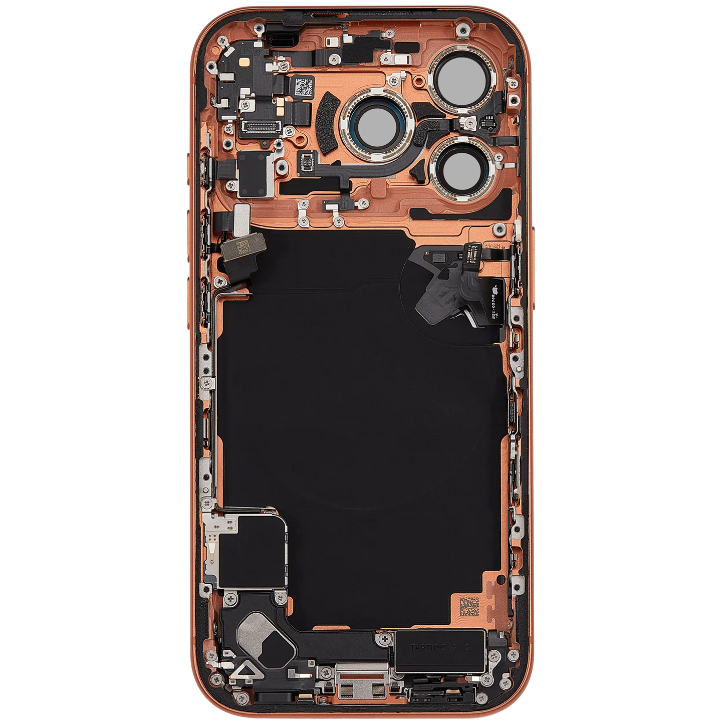 Back Housing W/ Charging Port Flex & Small Parts Compatible For iPhone 17 Pro (EU / Global Version) (Used OEM Pull: Grade A) (Cosmic Orange)
