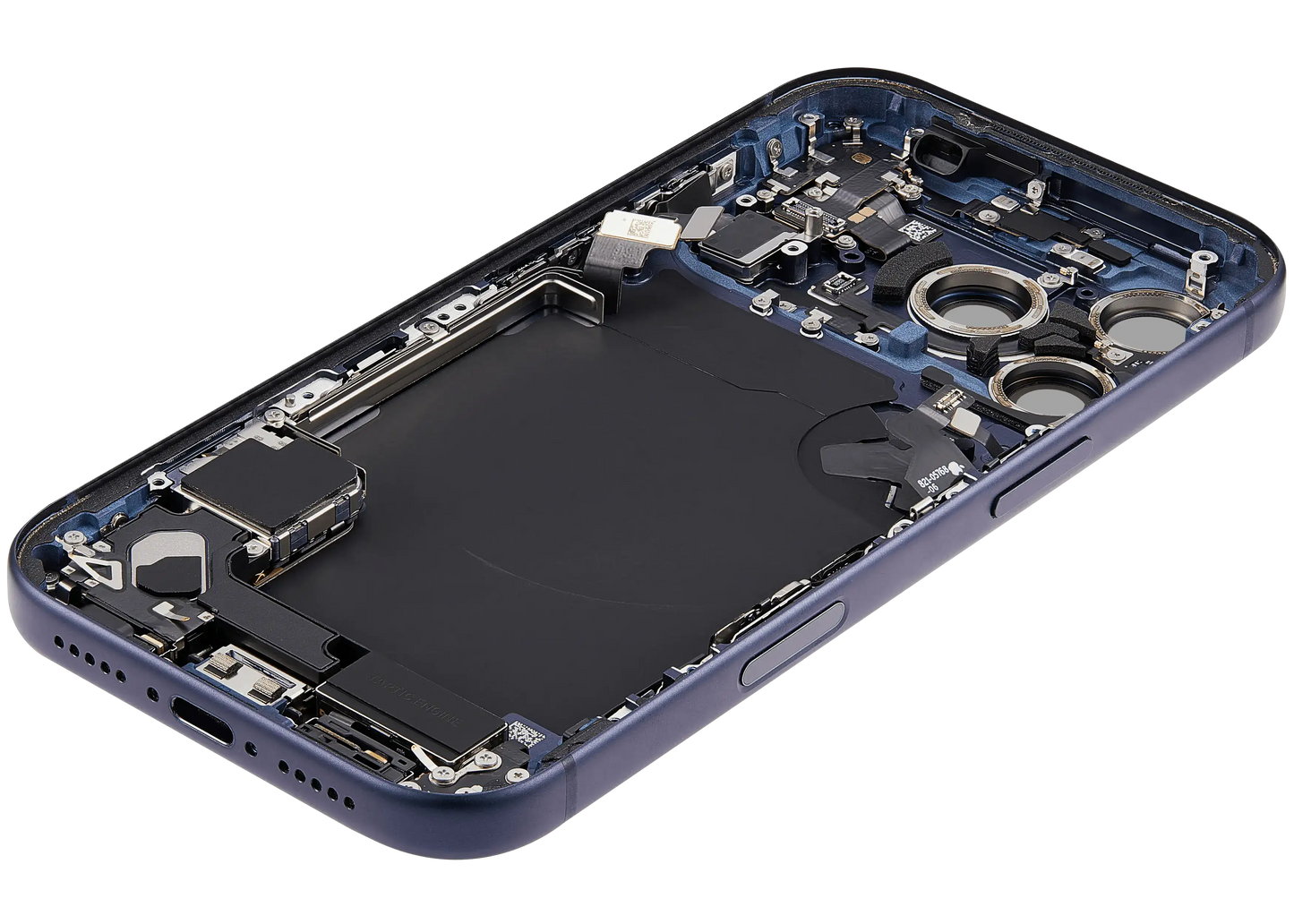 Back Housing W/ Charging Port Flex & Small Parts Compatible For iPhone 17 Pro (EU / Global Version) (Used OEM Pull: Grade A) (Deep Blue)