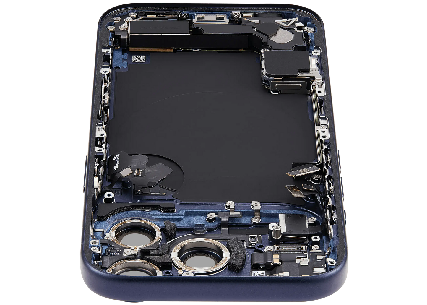 Back Housing W/ Charging Port Flex & Small Parts Compatible For iPhone 17 Pro (EU / Global Version) (Used OEM Pull: Grade A) (Deep Blue)