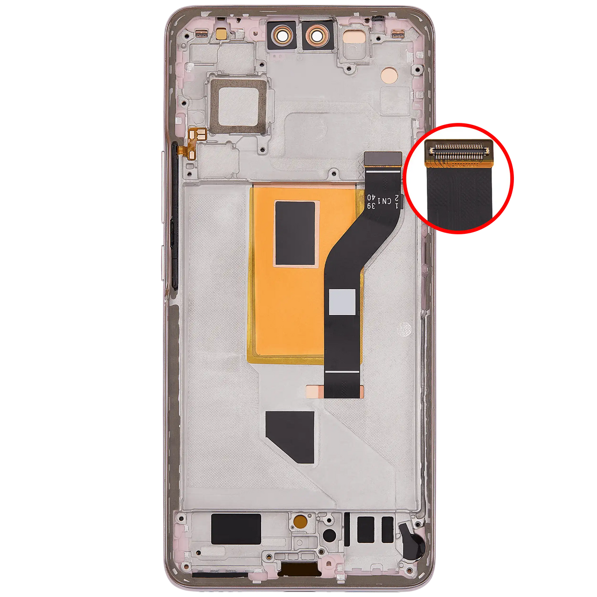 OLED Assembly With Frame For Xiaomi 13 Lite / Civi 2 (Refurbished) (Lite pink) – technician repair part view – OLED Display Replacement for phone repair
