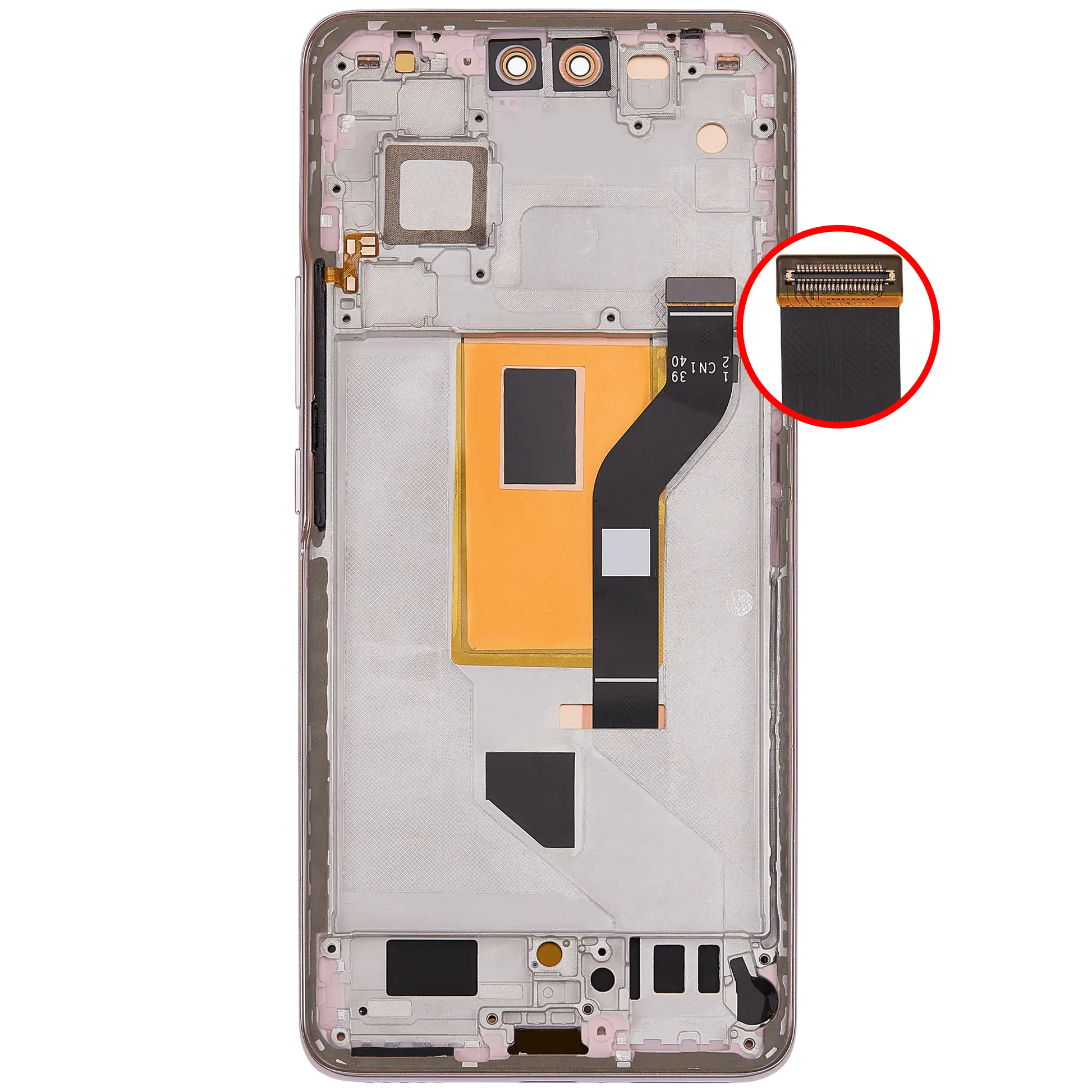 OLED Assembly With Frame For Xiaomi 13 Lite / Civi 2 (Refurbished) (Lite pink) – technician repair part view – OLED Display Replacement for phone repair