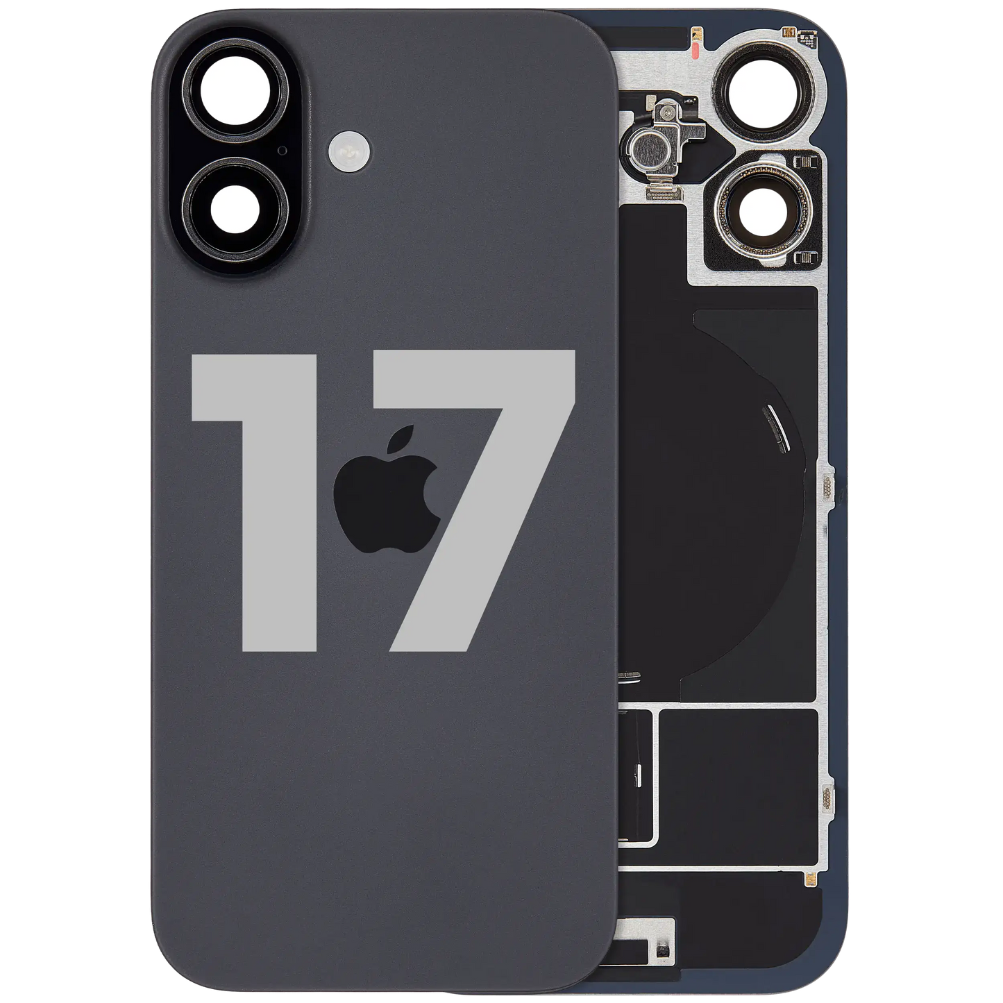 Back Glass w/ MagSafe Magnet & NFC & Flashlight Flex Compatible For iPhone 17 (Used OEM Pull: Grade A) (Black)