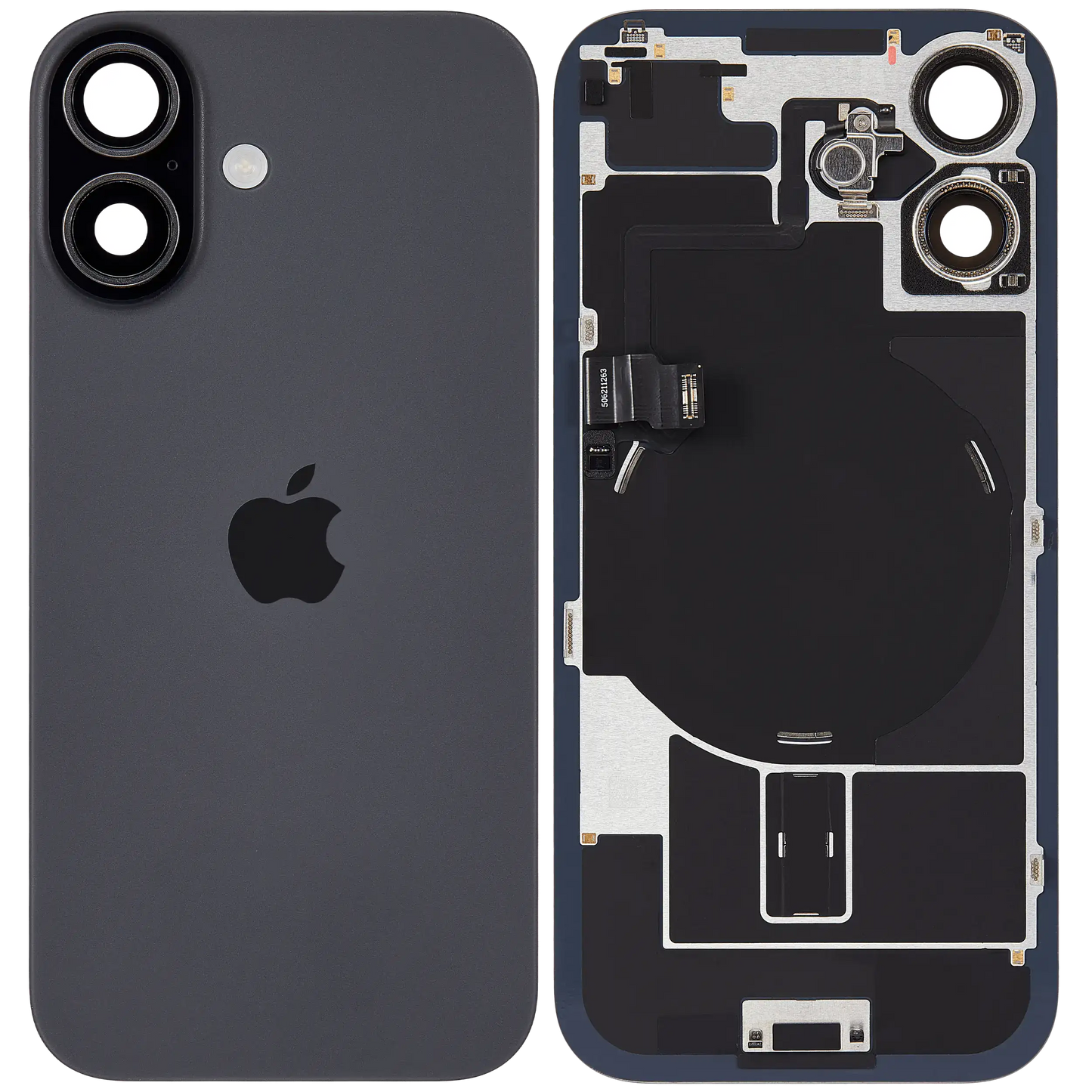 Back Glass w/ MagSafe Magnet & NFC & Flashlight Flex Compatible For iPhone 17 (Used OEM Pull: Grade A) (Black)