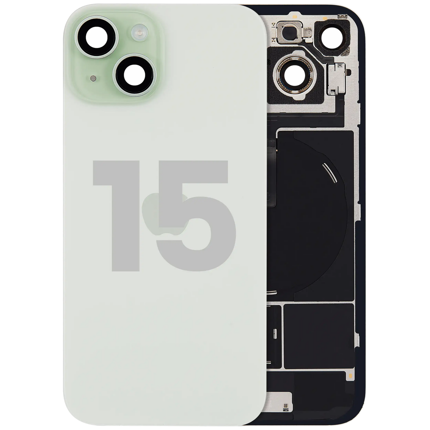 Back Glass w/ MagSafe Magnet & NFC & Flashlight Flex For iPhone 15 (Used OEM Pull: Grade A) (Green)