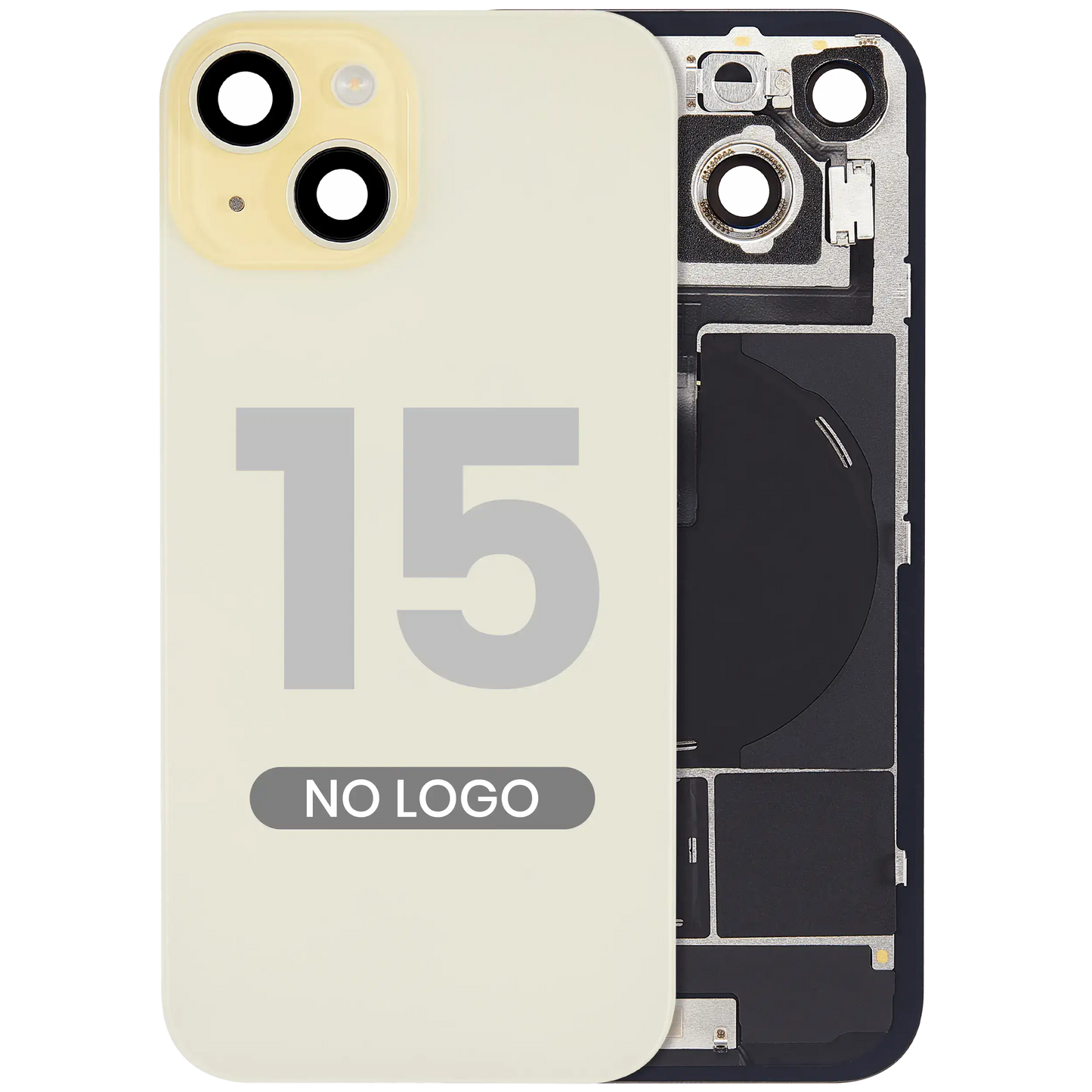 Back Glass w/ MagSafe Magnet & NFC & Flashlight Flex For iPhone 15 (Aftermarket) (Yellow) (No Logo)