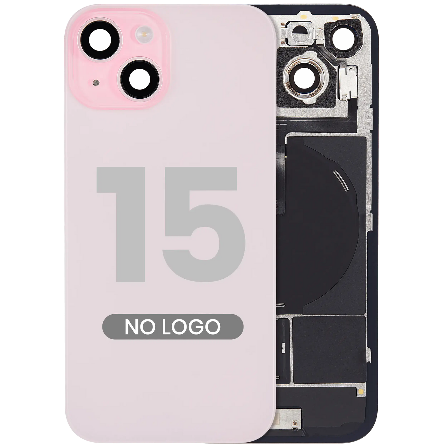Back Glass w/ MagSafe Magnet & NFC & Flashlight Flex For iPhone 15 (Aftermarket) (Pink) (No Logo)