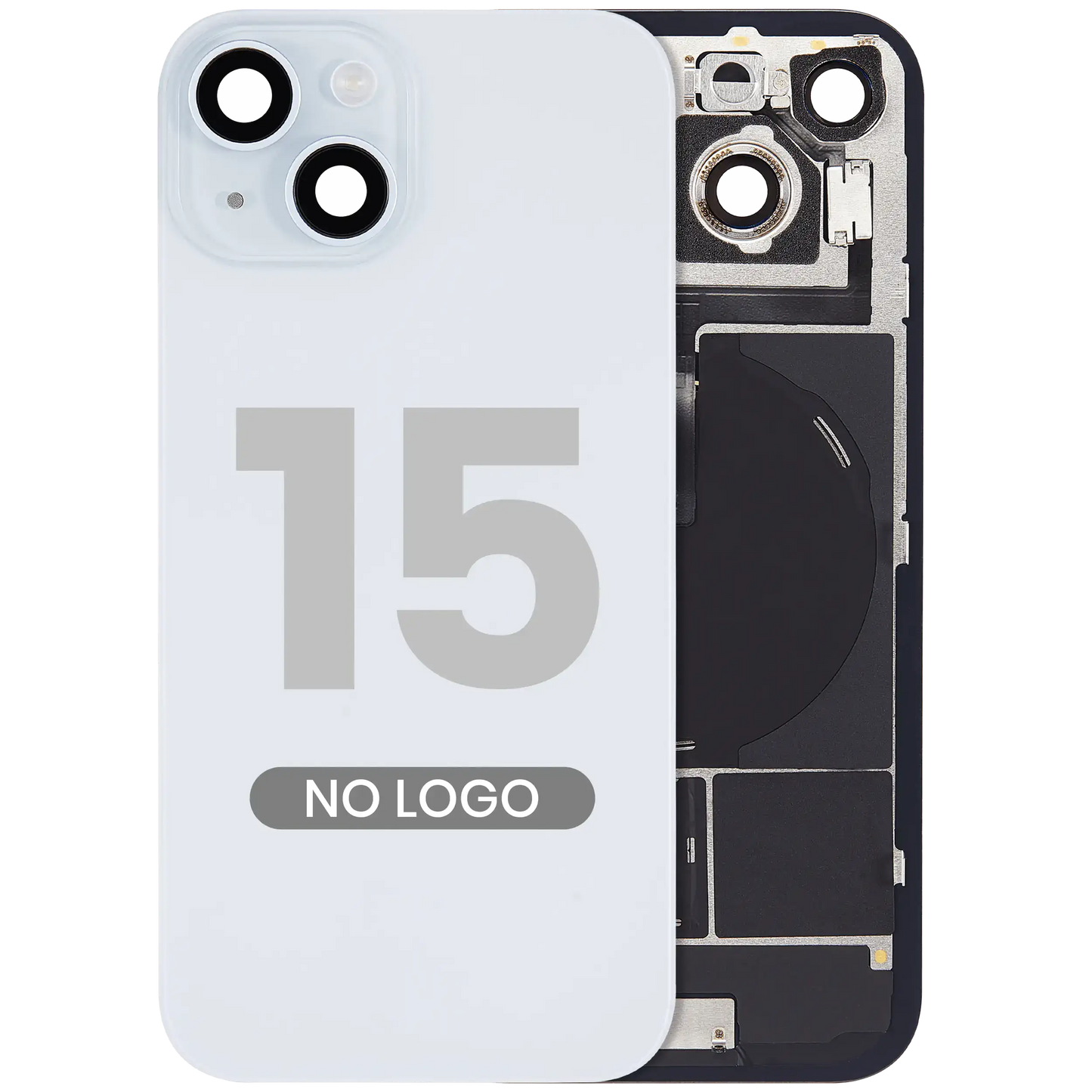 Back Glass w/ MagSafe Magnet & NFC & Flashlight Flex For iPhone 15 (Aftermarket) (Blue) (No Logo)