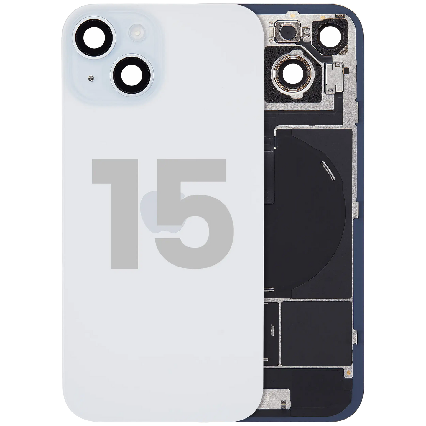 Back Glass w/ MagSafe Magnet & NFC & Flashlight Flex For iPhone 15 (Used OEM Pull: Grade B) (Blue)