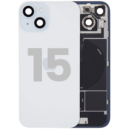 Back Glass w/ MagSafe Magnet & NFC & Flashlight Flex For iPhone 15 (Used OEM Pull: Grade B) (Blue)