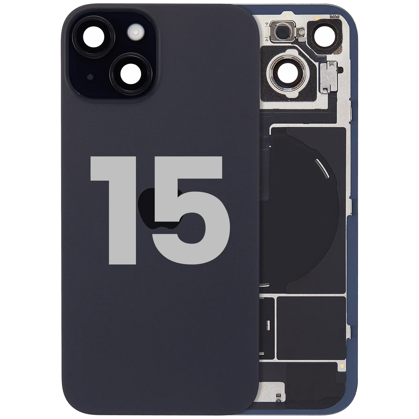 Back Glass w/ MagSafe Magnet & NFC & Flashlight Flex For iPhone 15 (Used OEM Pull: Grade B) (Black)