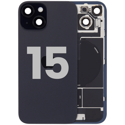 Back Glass w/ MagSafe Magnet & NFC & Flashlight Flex For iPhone 15 (Used OEM Pull: Grade B) (Black)