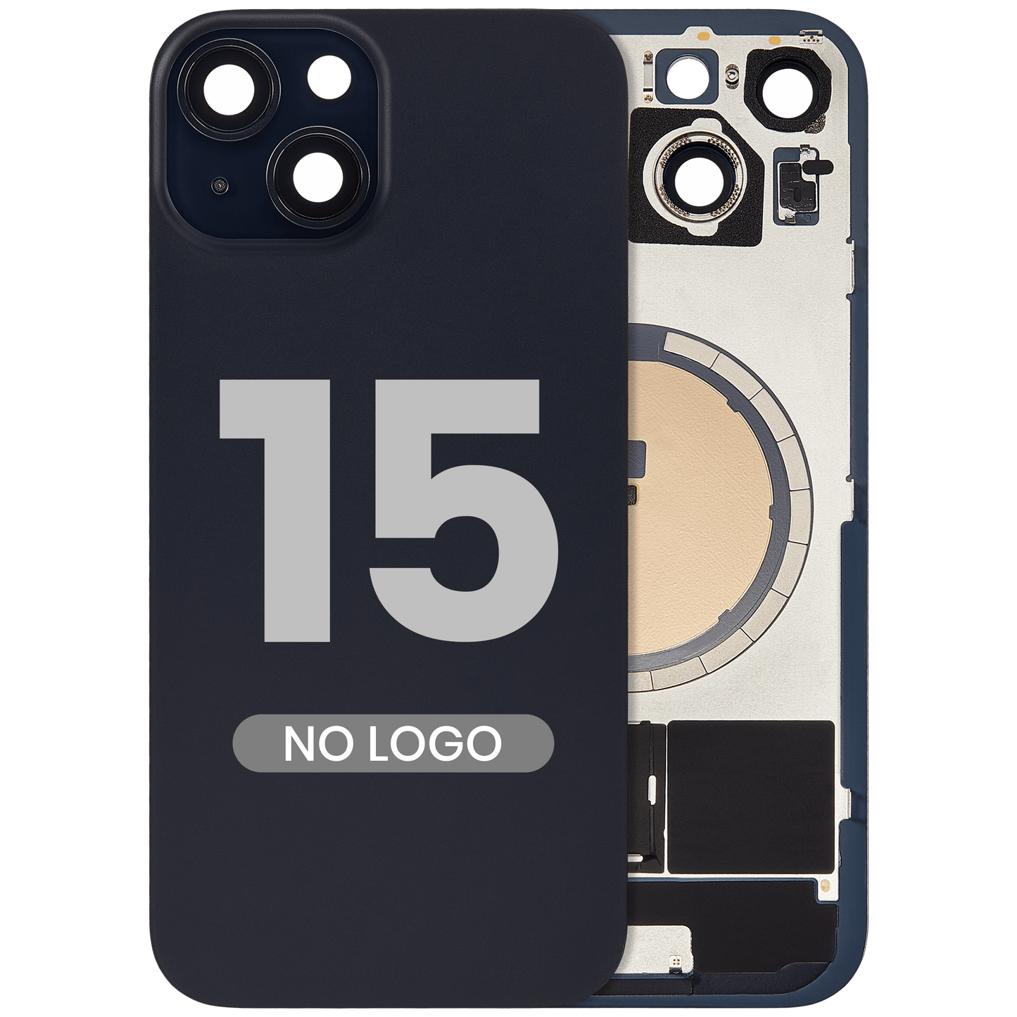 Back Glass w/ MagSafe Magnet For iPhone 15 (Aftermarket) (Black) (No Logo)