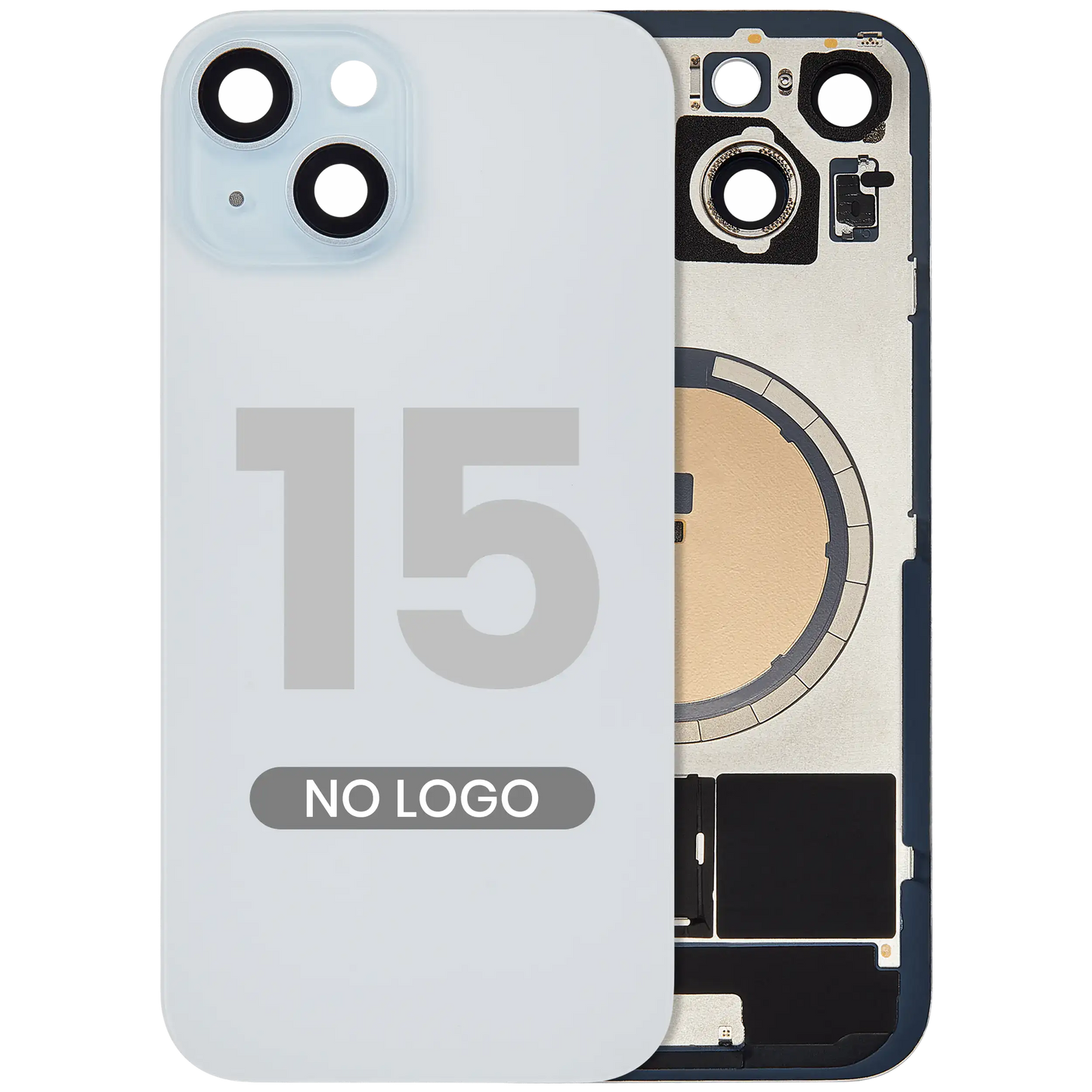 Back Glass w/ MagSafe Magnet For iPhone 15 (Aftermarket) (Blue) (No Logo)