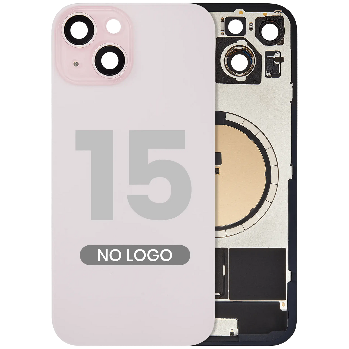 Back Glass w/ MagSafe Magnet For iPhone 15 (Aftermarket) (Pink) (No Logo)