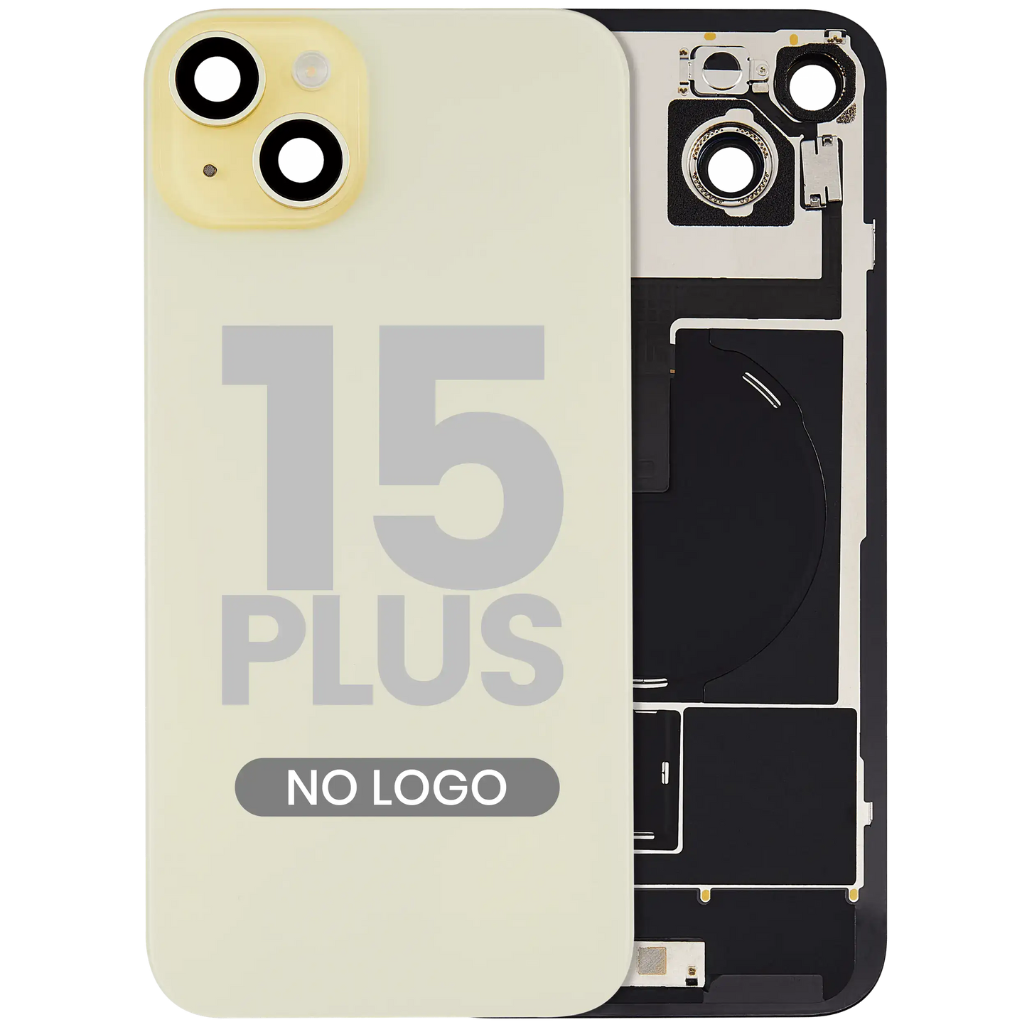 Back Glass w/ MagSafe Magnet & NFC & Flashlight Flex For iPhone 15 Plus (Aftermarket) (Yellow) (No Logo)
