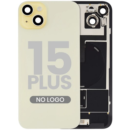 Back Glass w/ MagSafe Magnet & NFC & Flashlight Flex For iPhone 15 Plus (Aftermarket) (Yellow) (No Logo)