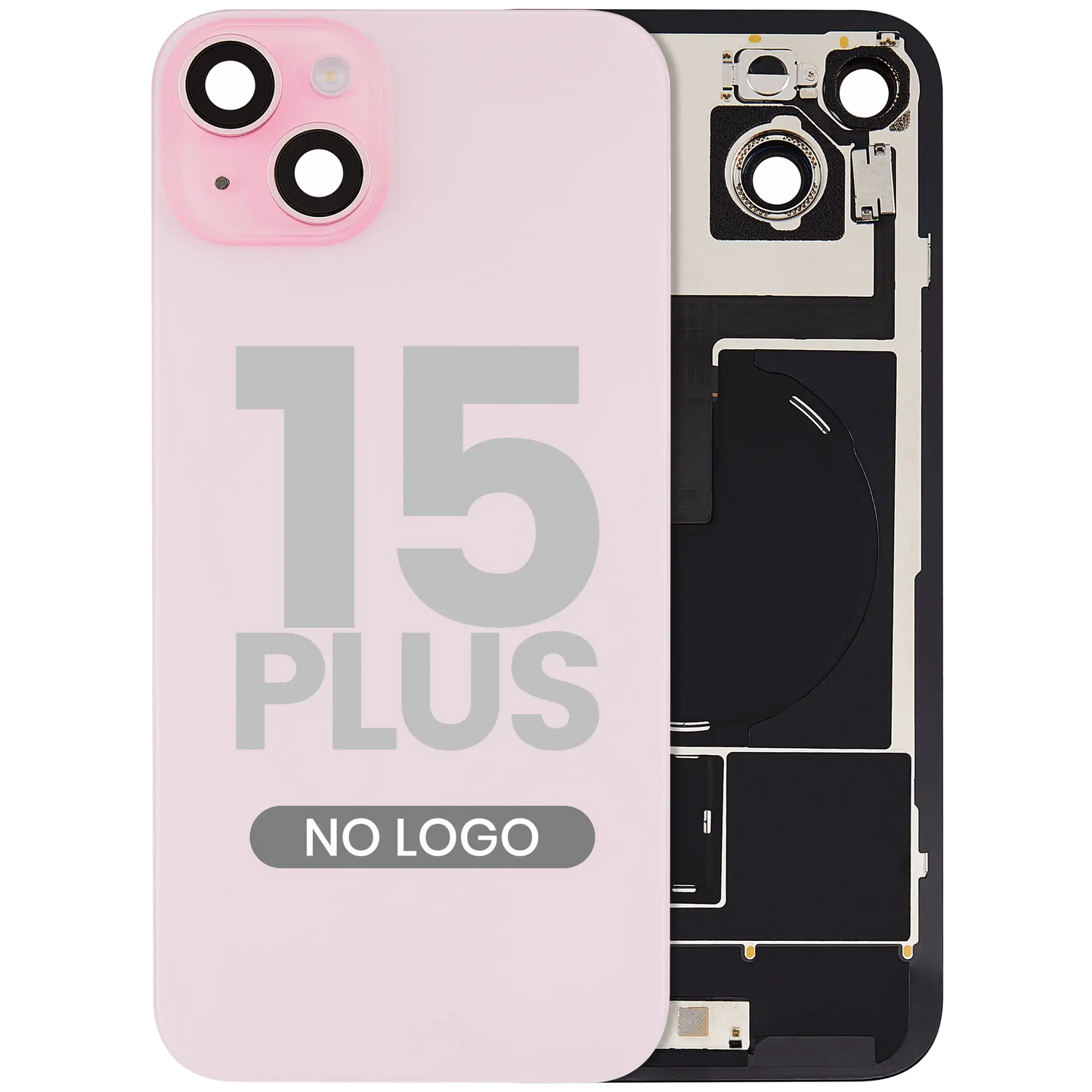 Back Glass w/ MagSafe Magnet & NFC & Flashlight Flex For iPhone 15 Plus (Aftermarket) (Pink) (No Logo)