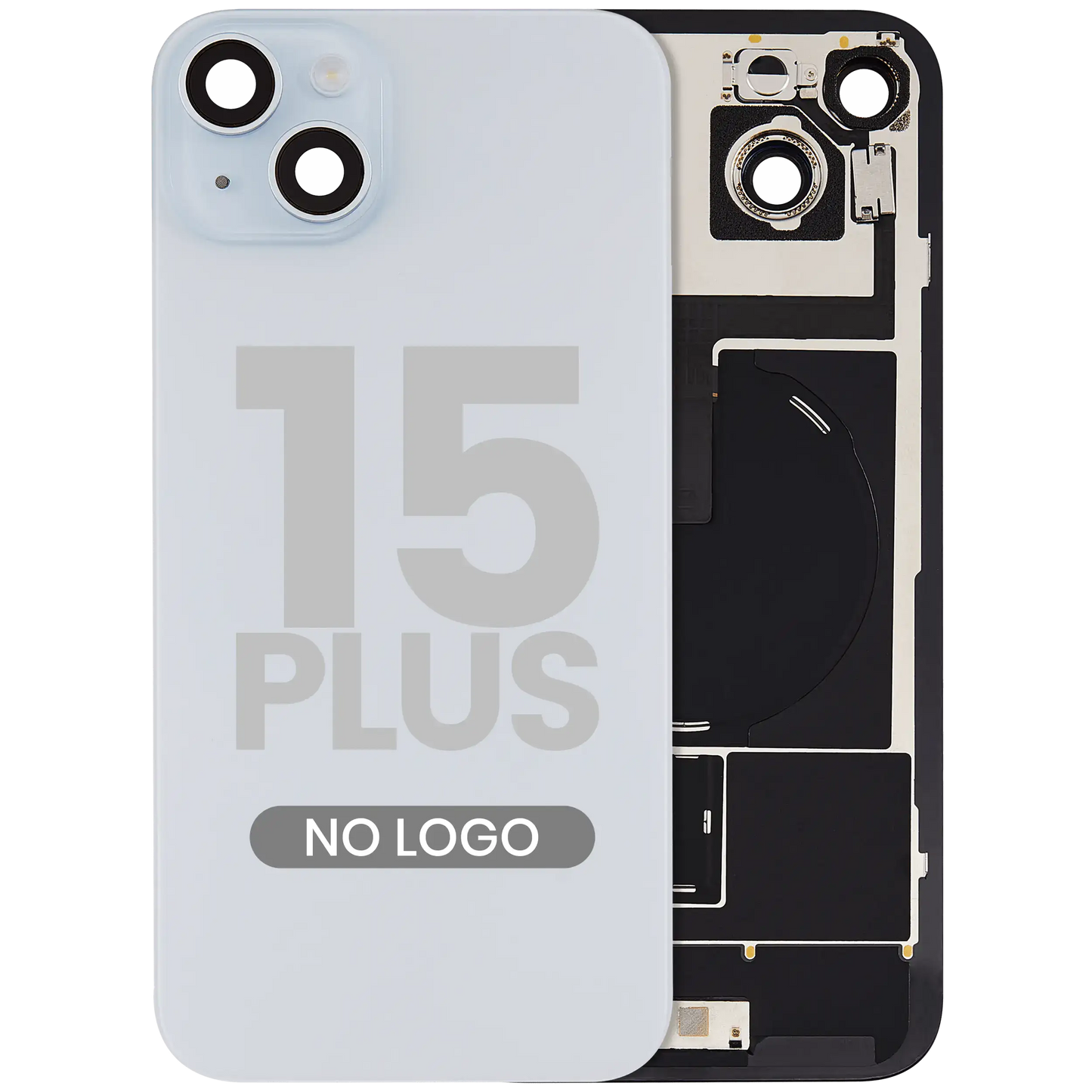 Back Glass w/ MagSafe Magnet & NFC & Flashlight Flex For iPhone 15 Plus (Aftermarket) (Blue) (No Logo)