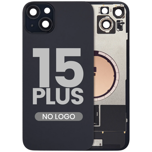 Back Glass w/ MagSafe Magnet For iPhone 15 Plus (Aftermarket) (Black) (No Logo)