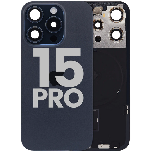 Back Glass w/ MagSafe Magnet & NFC & Flashlight Flex For iPhone 15 Pro (Used OEM Pull: Grade A) (Blue Titanium)