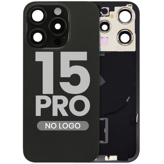 Back Glass w/ MagSafe Magnet & NFC & Flashlight Flex For iPhone 15 Pro (Aftermarket) (Black Titanium) (No Logo)