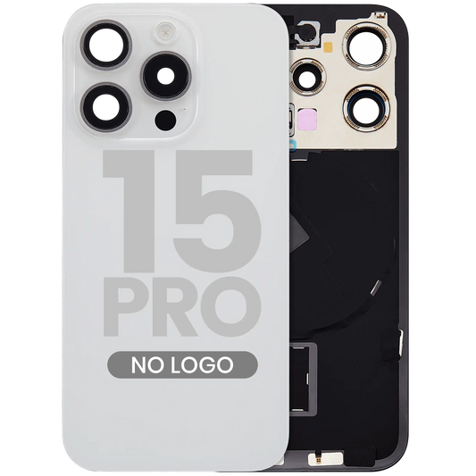 Back Glass w/ MagSafe Magnet & NFC & Flashlight Flex For iPhone 15 Pro (Aftermarket) (White Titanium) (No Logo)