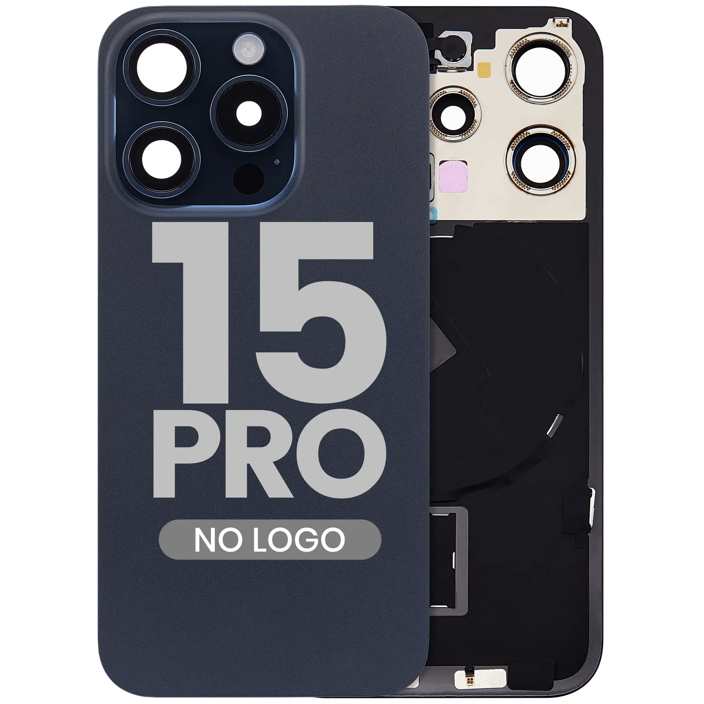 Back Glass w/ MagSafe Magnet & NFC & Flashlight Flex For iPhone 15 Pro (Aftermarket) (Blue Titanium) (No Logo)