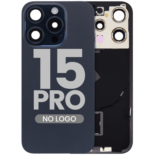 Back Glass w/ MagSafe Magnet & NFC & Flashlight Flex For iPhone 15 Pro (Aftermarket) (Blue Titanium) (No Logo)