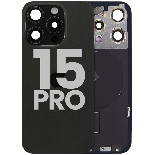 Back Glass w/ MagSafe Magnet & NFC & Flashlight Flex For iPhone 15 Pro (Used OEM Pull: Grade B) (Black Titanium)