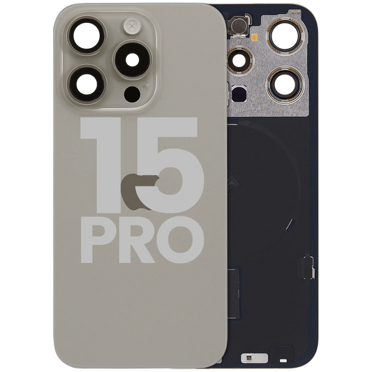 Back Glass w/ MagSafe Magnet & NFC & Flashlight Flex For iPhone 15 Pro (Used OEM Pull: Grade B) (Natural Titanium)