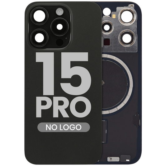 Back Glass w/ MagSafe Magnet For iPhone 15 Pro (Aftermarket) (Black Titanium) (No Logo)