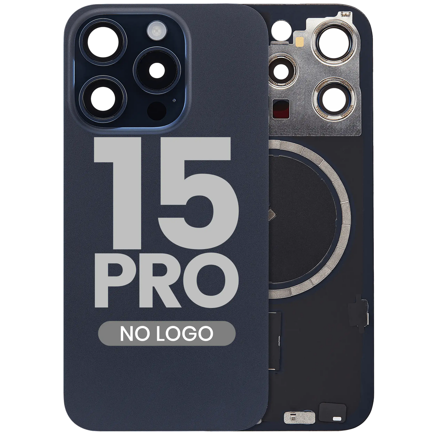 Back Glass w/ MagSafe Magnet For iPhone 15 Pro (Aftermarket) (Blue Titanium) (No Logo)