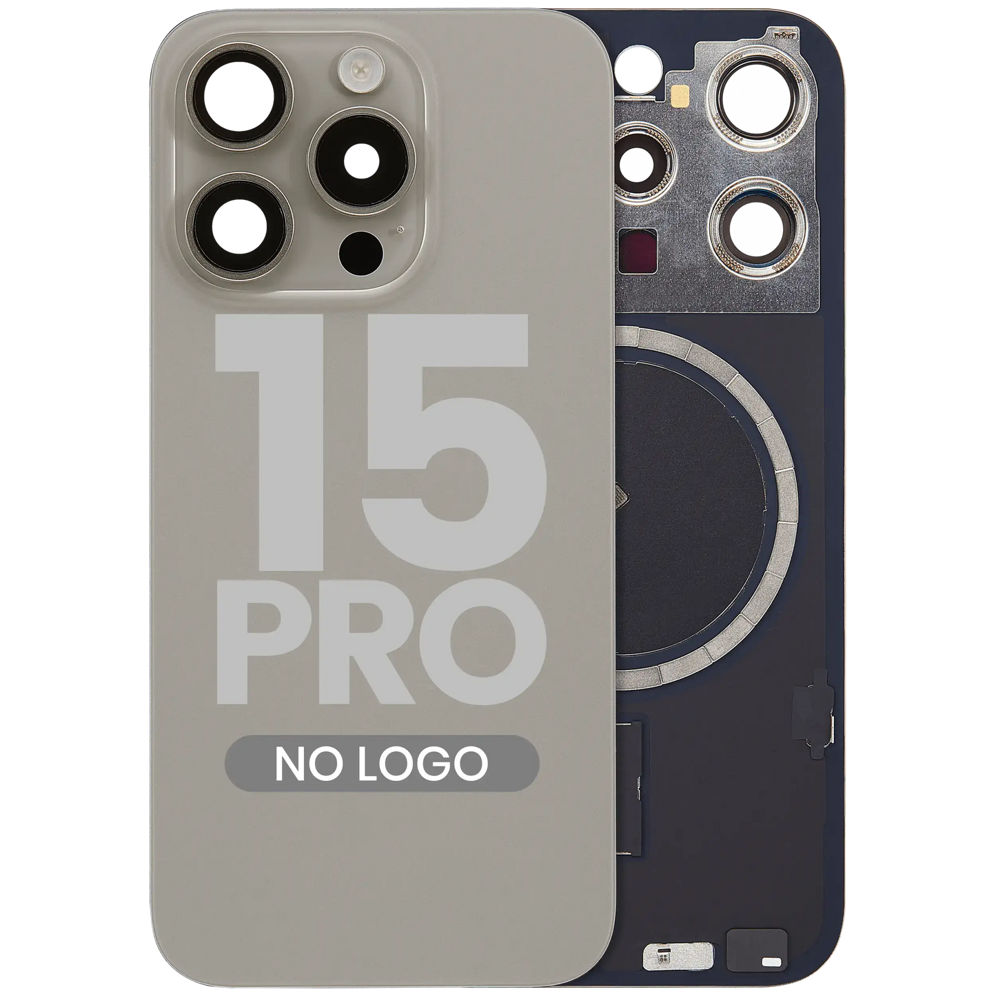 Back Glass w/ MagSafe Magnet For iPhone 15 Pro (Aftermarket) (Natural Titanium) (No Logo)