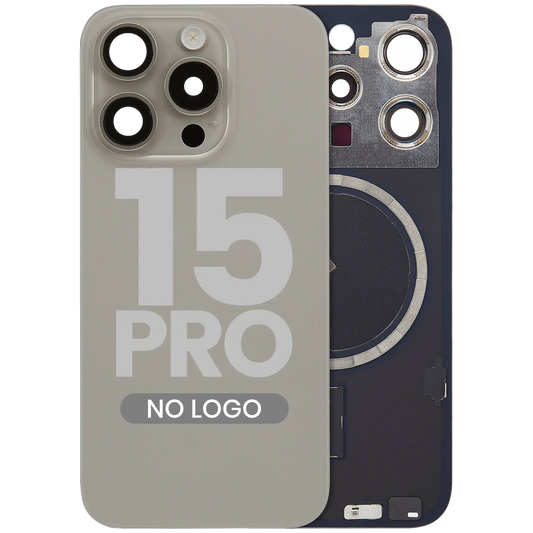 Back Glass w/ MagSafe Magnet For iPhone 15 Pro (Aftermarket) (Natural Titanium) (No Logo)