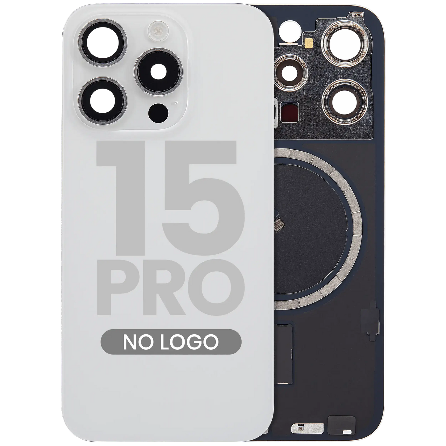 Back Glass w/ MagSafe Magnet For iPhone 15 Pro (Aftermarket) (White Titanium) (No Logo)