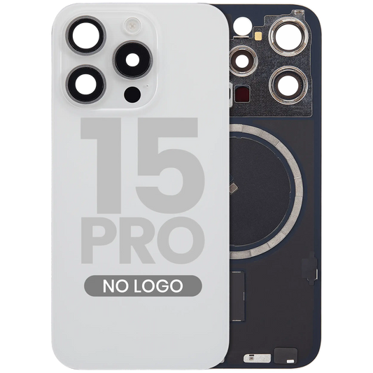 Back Glass w/ MagSafe Magnet For iPhone 15 Pro (Aftermarket) (White Titanium) (No Logo)