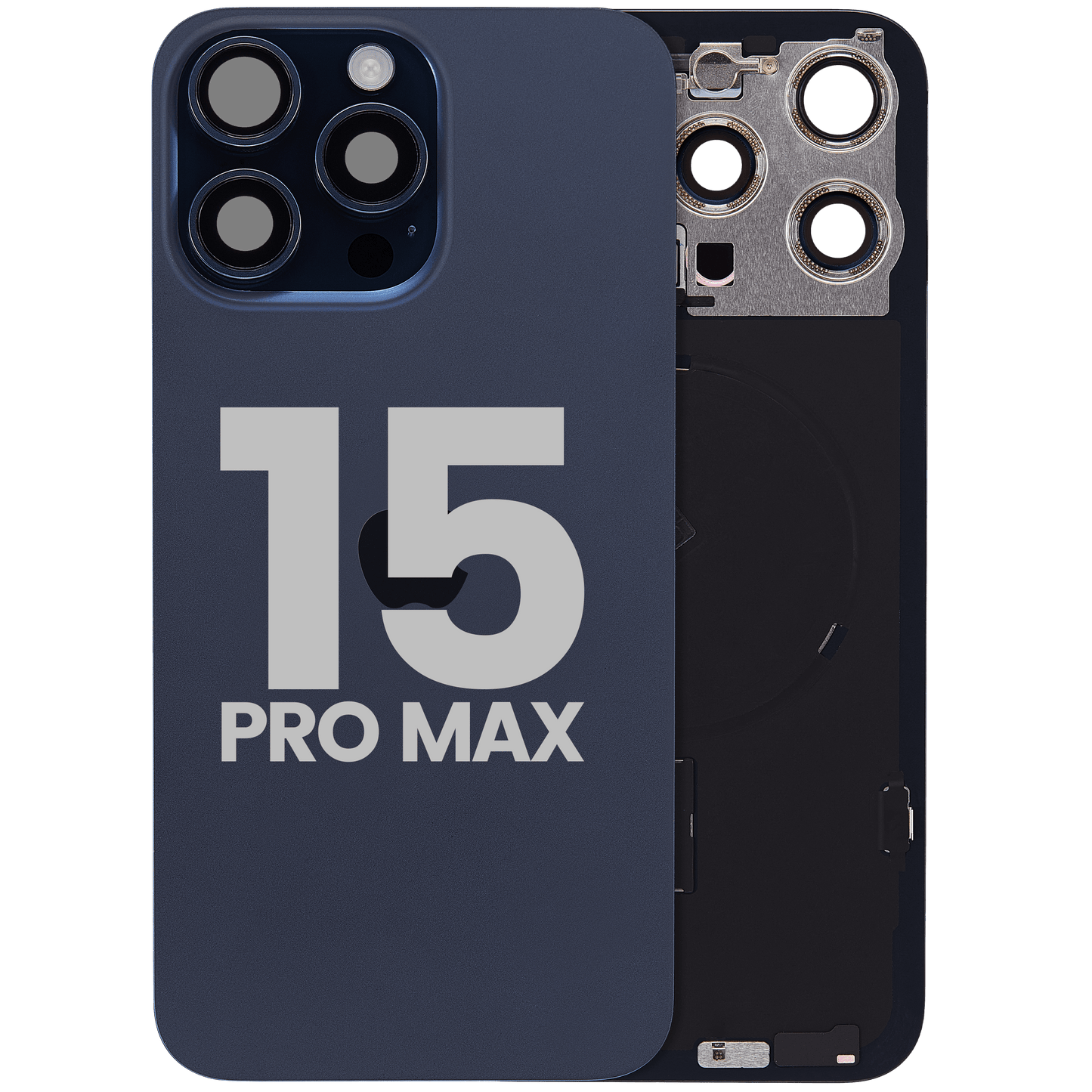 Back Glass w/ MagSafe Magnet & NFC & Flashlight Flex For iPhone 15 Pro Max (Used OEM Pull: Grade A) (Blue Titanium)