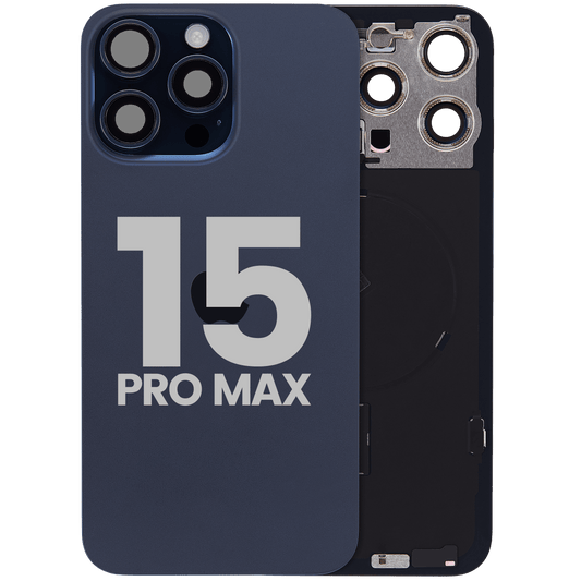 Back Glass w/ MagSafe Magnet & NFC & Flashlight Flex For iPhone 15 Pro Max (Used OEM Pull: Grade A) (Blue Titanium)